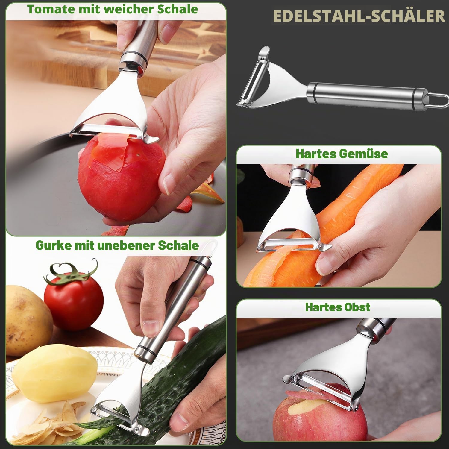 9-in-1 Gemüseschneider Set 11-teilig, Mandoline Gemüsehobel mit Edelstahlklingen, inkl. Fingerschutz Würfel- & Julienneschneider für Kartoffeln Zwiebeln Gurken und frisches Obst
