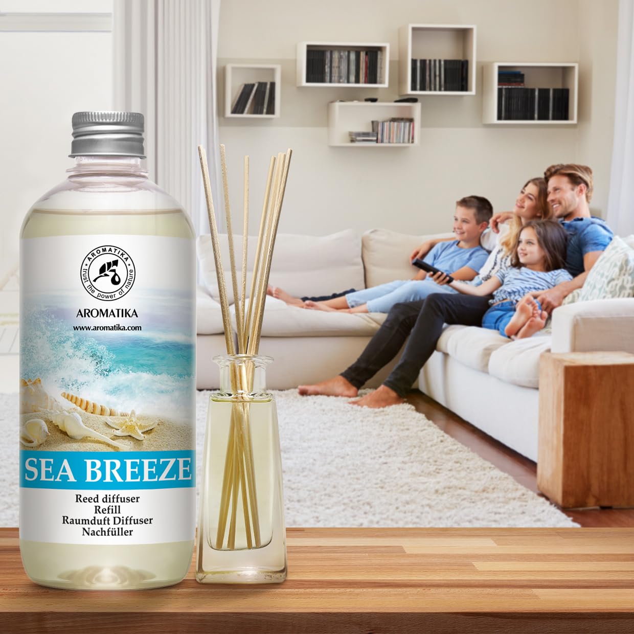 Recambio de Difusor Set Brisa Marina 2х500ml - Refill reed diffuser Sea breeze - Difusores Aromáticos - Fragancia Fresca Ambientador - Difusor Perfumado - Fragancia para Habitación