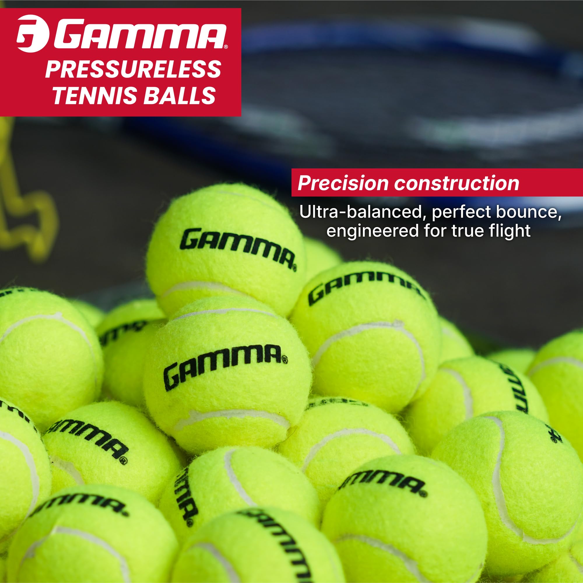 GAMMA Sports Pressureless Tennis Balls Box - Ideal for Practice, Teaching, and Training with High-Visbility Felt - Indoor and Outdoor Court Play - 48 and 75 Pack Sizes