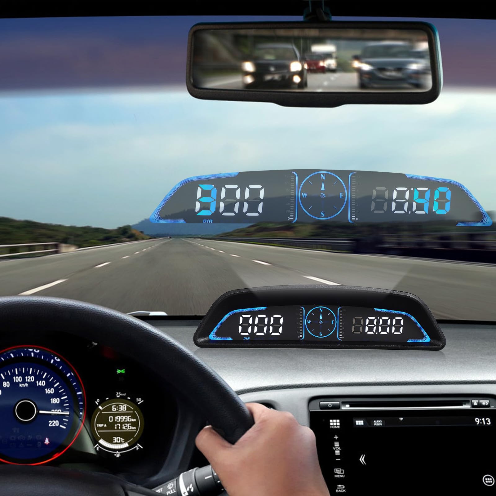 Ciieeo Display Tachimetro Auto Digitale con Allarme Superamento Velocità, Navigazione in Reale e Contachilometri Integrato per Gestione Veicolo, Materiale Abs e PC