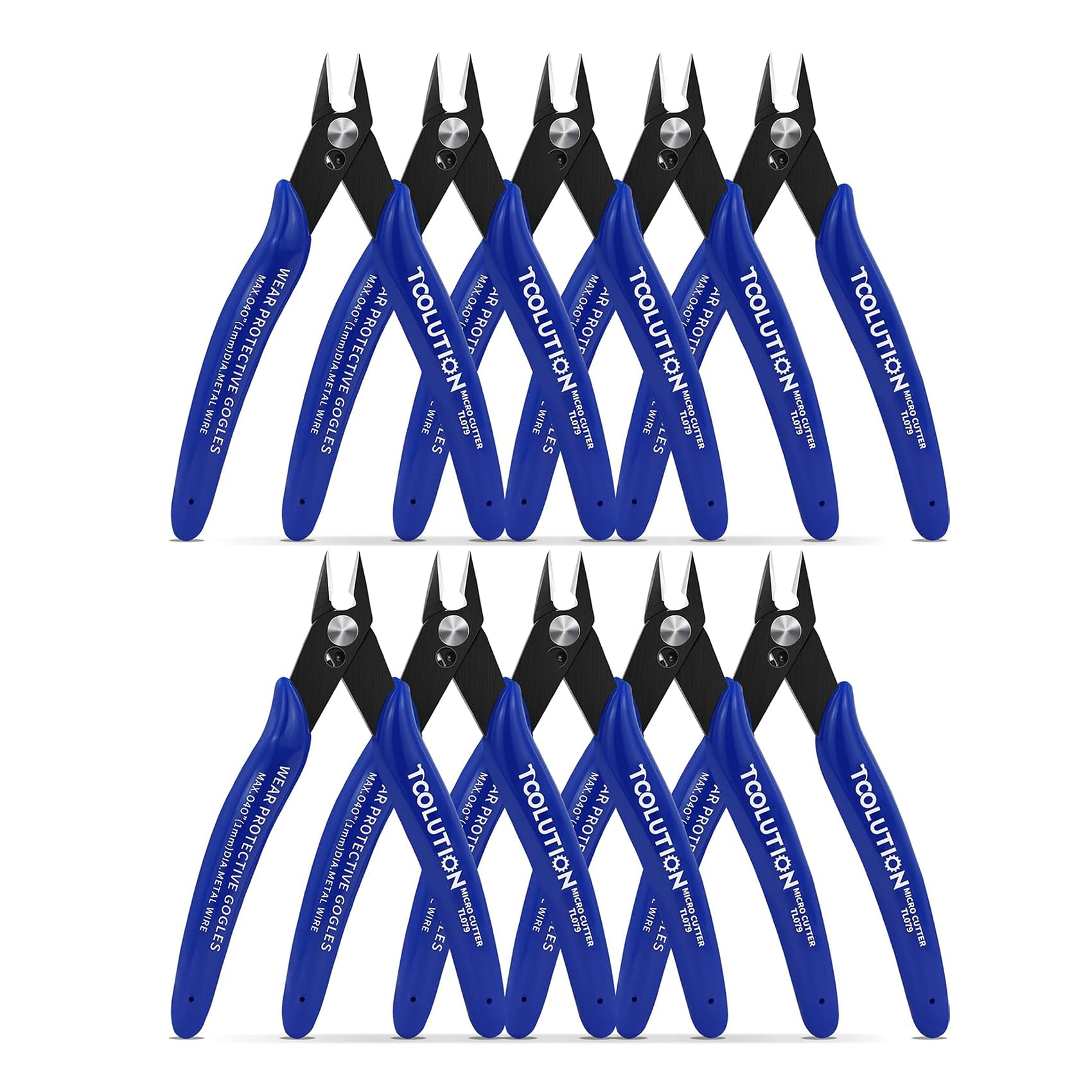 Micro Wire Cutters for Crafting - 10 Pack Small Flush Cutters for Jewelry Making Mini Wire Snips Zip Tie Cutter - Model Nippers Side Cutter Pliers Precision Diagonal Cutting Pliers for Electrical-Blue