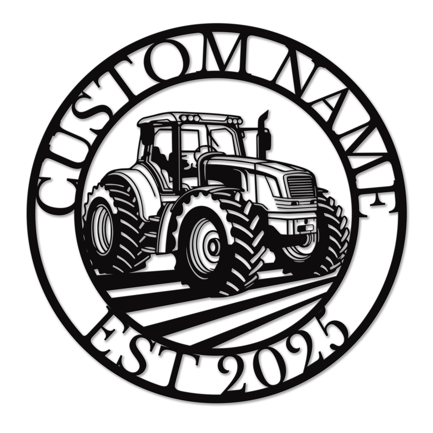 Personalized Tractor Metal Sign, Custom Farm Name Wall Art, Rustic Barn Decor, Farmer Retirement Gift, Large Outdoor Farmhouse Plaque (Style-4)