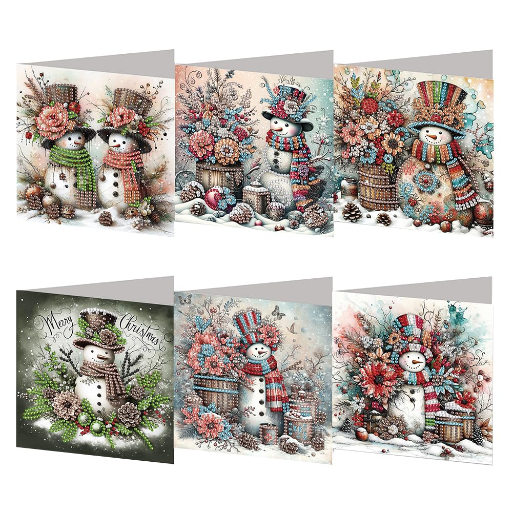 6pcs/12pcs Christmas Diamond Art Kits Greeting Card Set, DIY Diamond Art Painting Cards, Folding Greeting Card Crafts - Christmas Elements, Mosaic Handmade Creative Postcards
