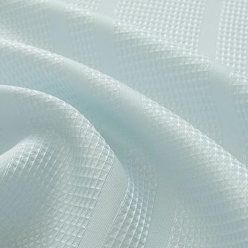 Miniatura 9 de Home Queen Cenefa de cortina de punto gofre para ventana de cocina y baño, cenefa recta, juego de 1, 60 x 15 pulgadas, color azul sólido