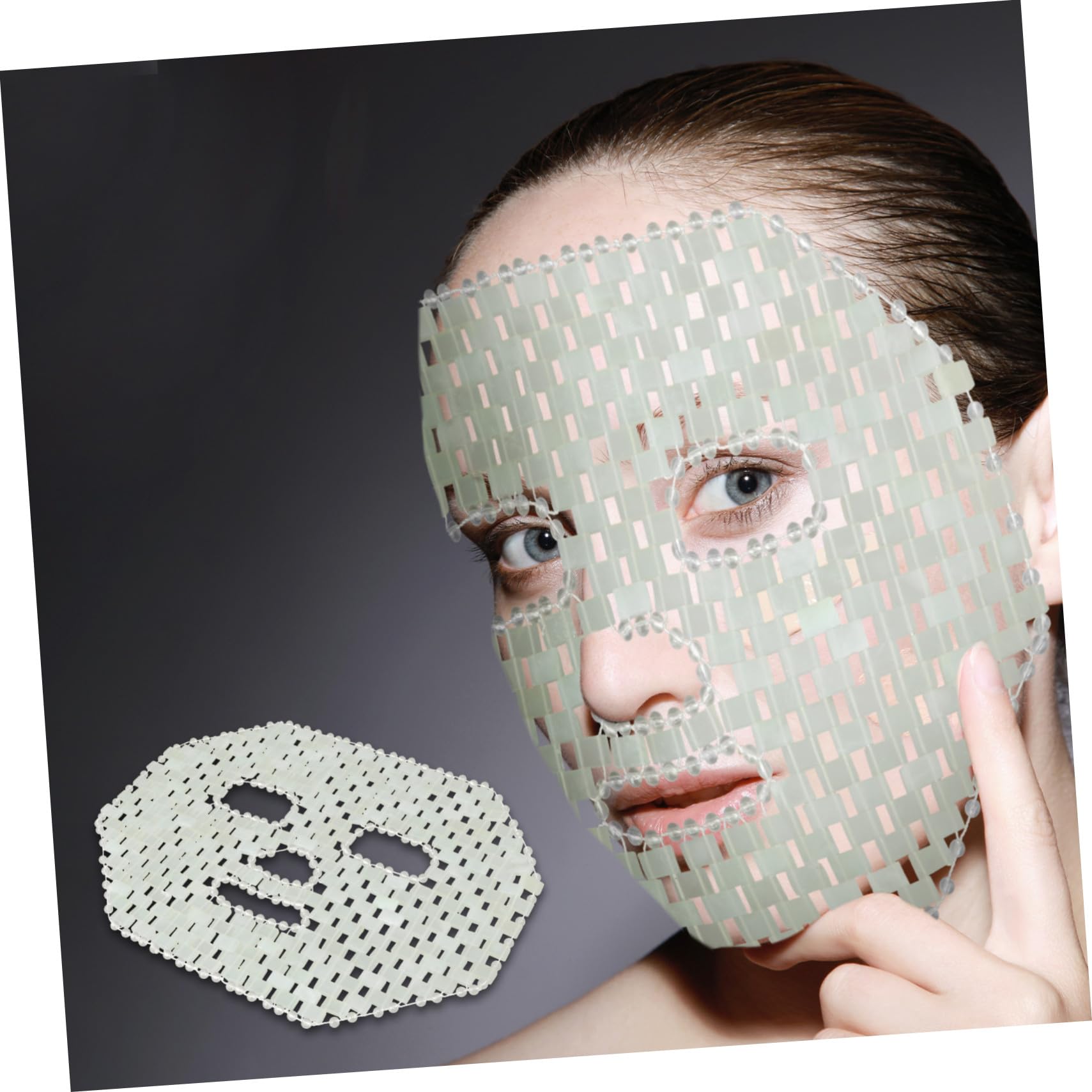 Hohopeti Natürliche Jade Massagemaske für Zuhause zur Linderung von Muskel und Bruxismus Schwellungen Grüne Hautpflege Maske für Entspannende Beauty Anwendungen