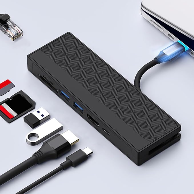 QINGFAN Hub USB C 7 Puertos con 4K30hz Gigabit Ethernet PD100W miniatura 5