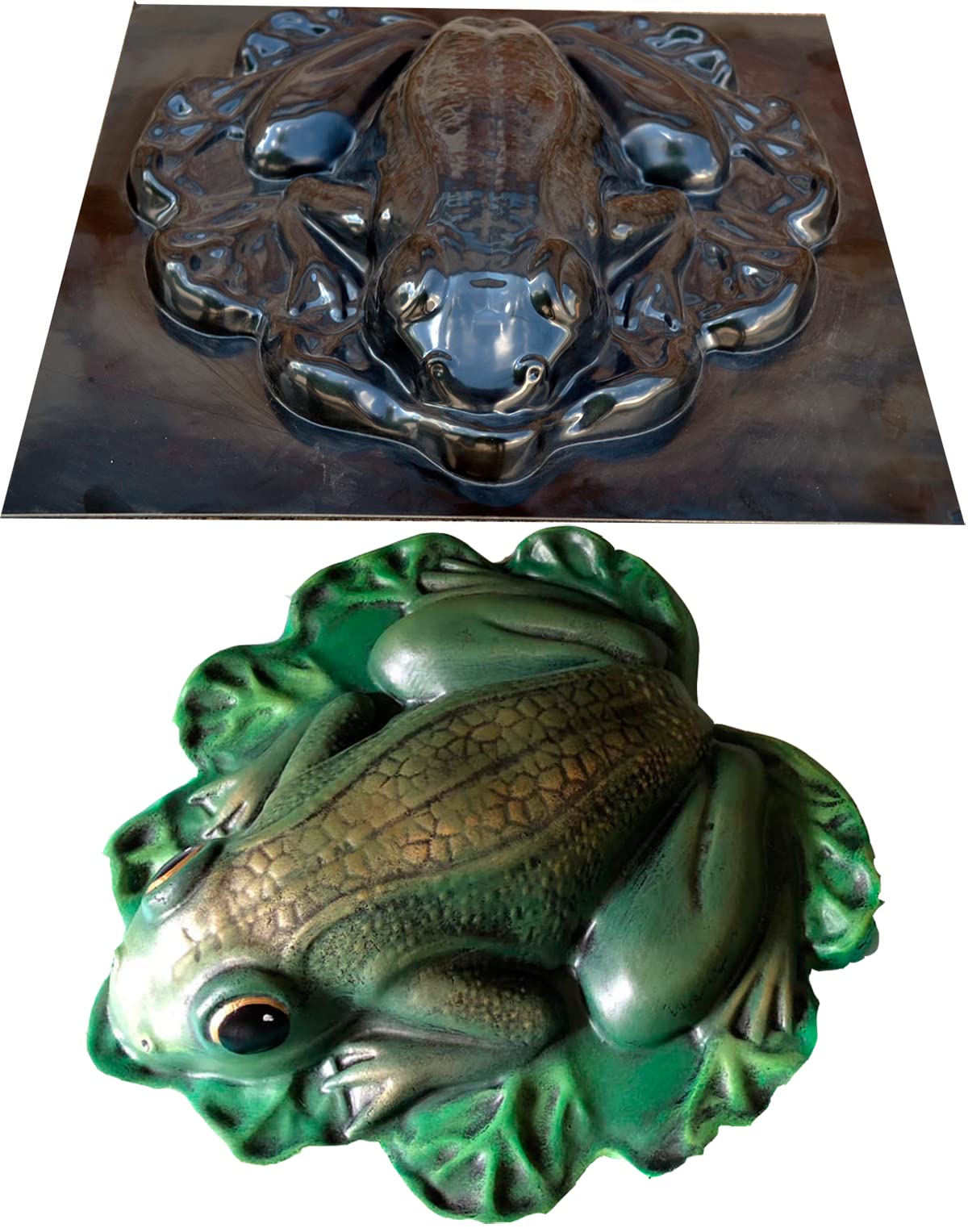 Concrete Mold Frog Gigant on Leaf Garden Accessories Stone ABC Plastic 1 pc (A05-Sm)