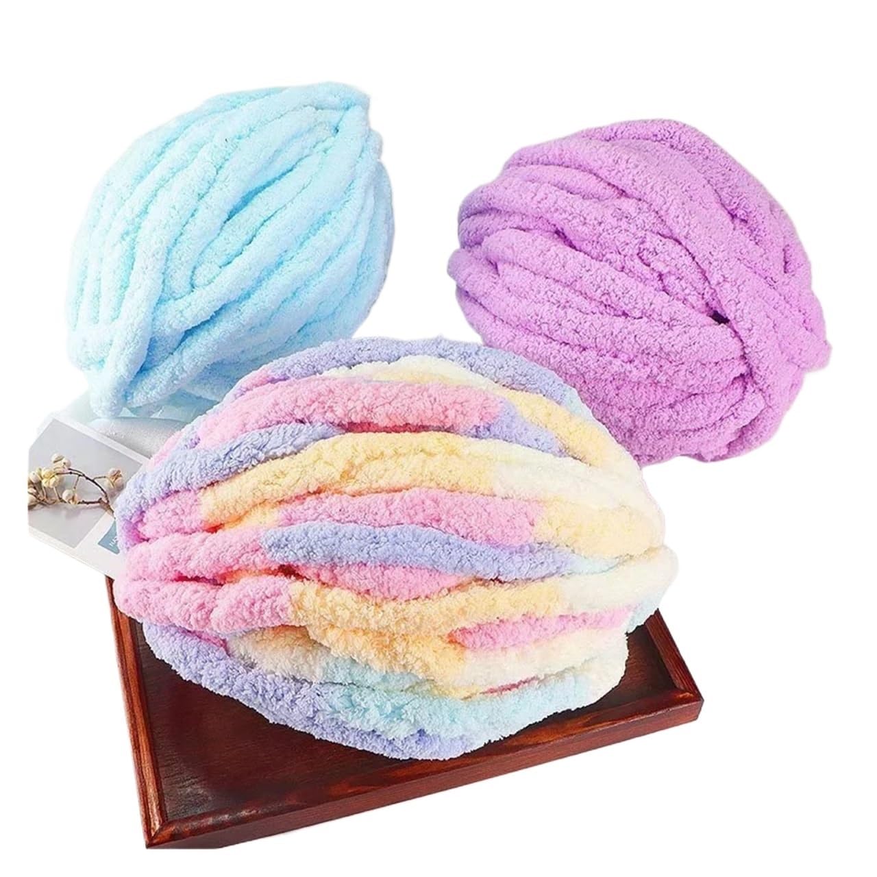 6 stuks grof garen voor handbreien, meerdere kleuren chenille-garen