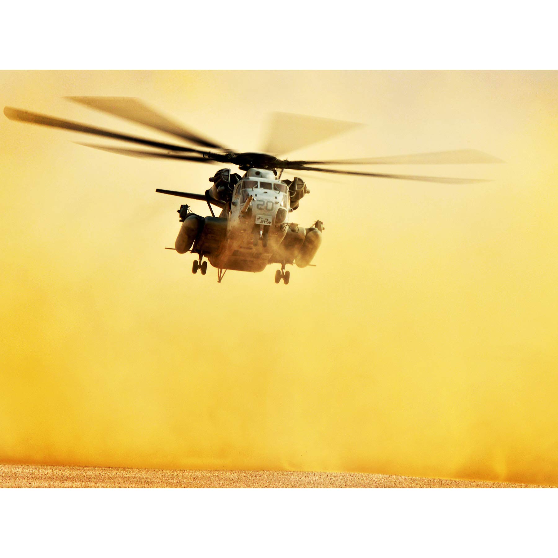 Military USA Marine Corps CH-53E Super Stallion Helicopter Photo Premium Wall Art Canvas Print 18X24 Inch