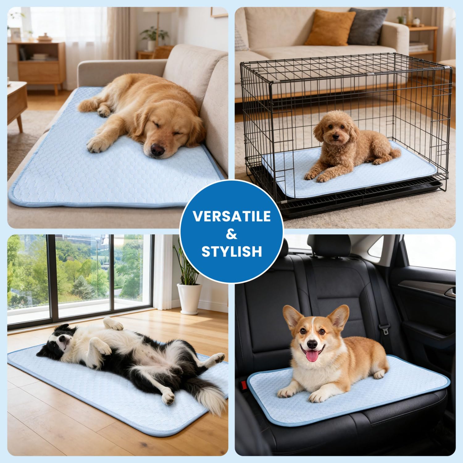 Nobleza Alfombra Refrescante para Perros, con Tecnología QMAX>0.5, Cama Perro Verano, Antimordedura, Lavable y Portátil, Ideal para Viajes y Hogar, 70x60cm
