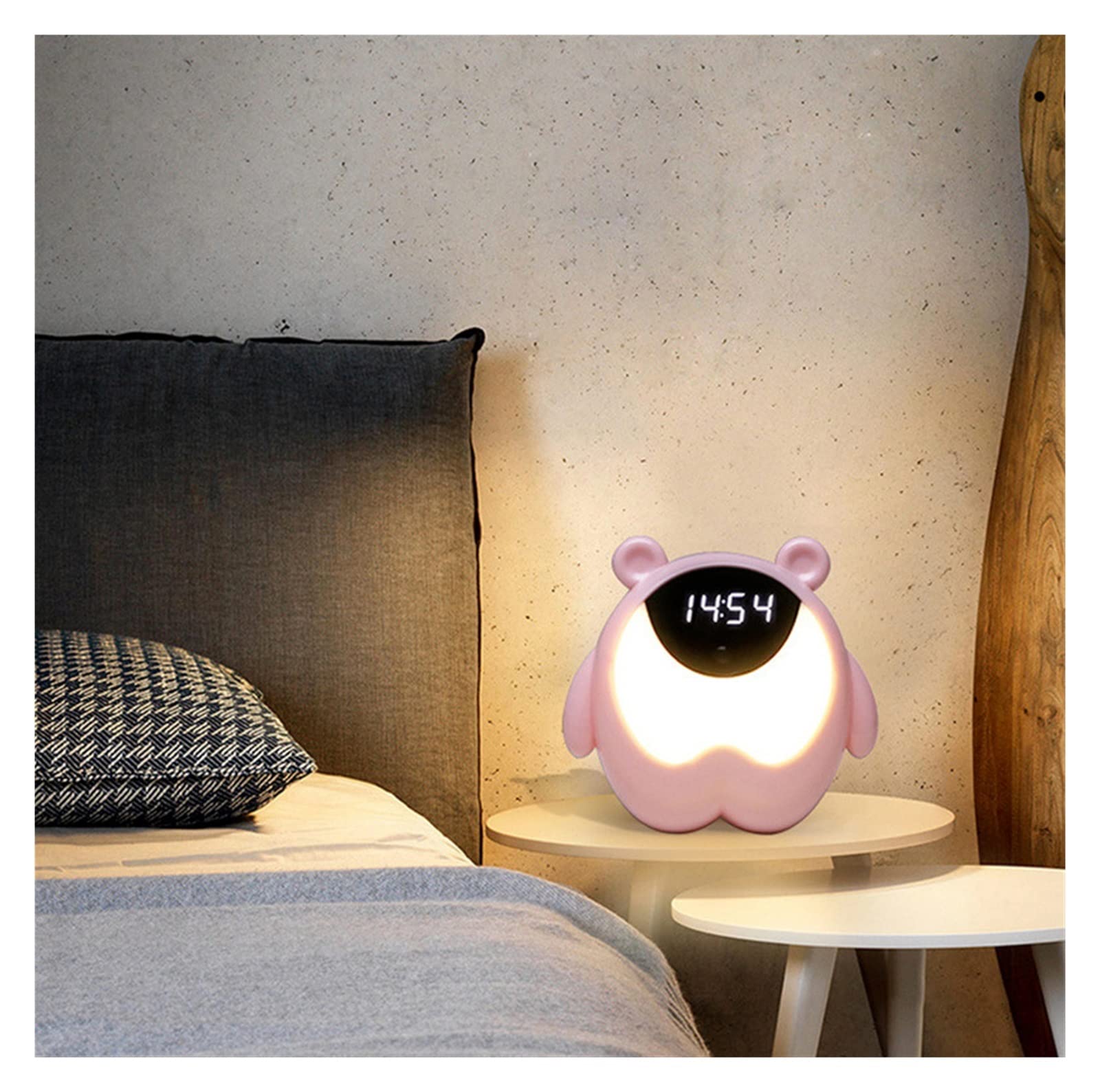 Luz de despertador para niños Despertador digital for niños, luz nocturna Dibujos animados digitales lindos for niños Reloj de cabecera Sleep Trainier Wake Up Entrenador de sueño para niños(A,2)