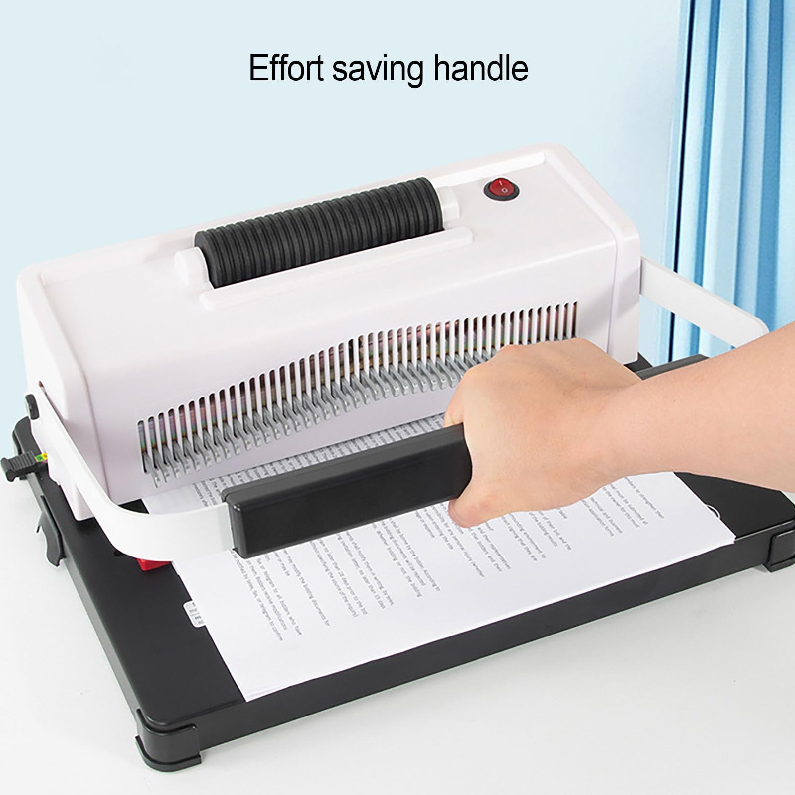 Máquina de encuadernación en espiral eléctrica, máquina de encuadernación automática de bobinas con distancia de borde ajustable, capacidad de 20 páginas, encuadernación automática manual para oficina