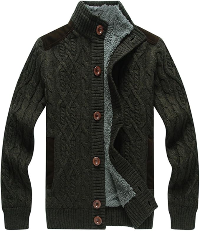Amazon メンズ 無地 ニット厚手17稀少裏起毛セーター カジュアル ファッション 男性 用 秋 冬 ジップ カーディガン ニットセーター セーター 通販