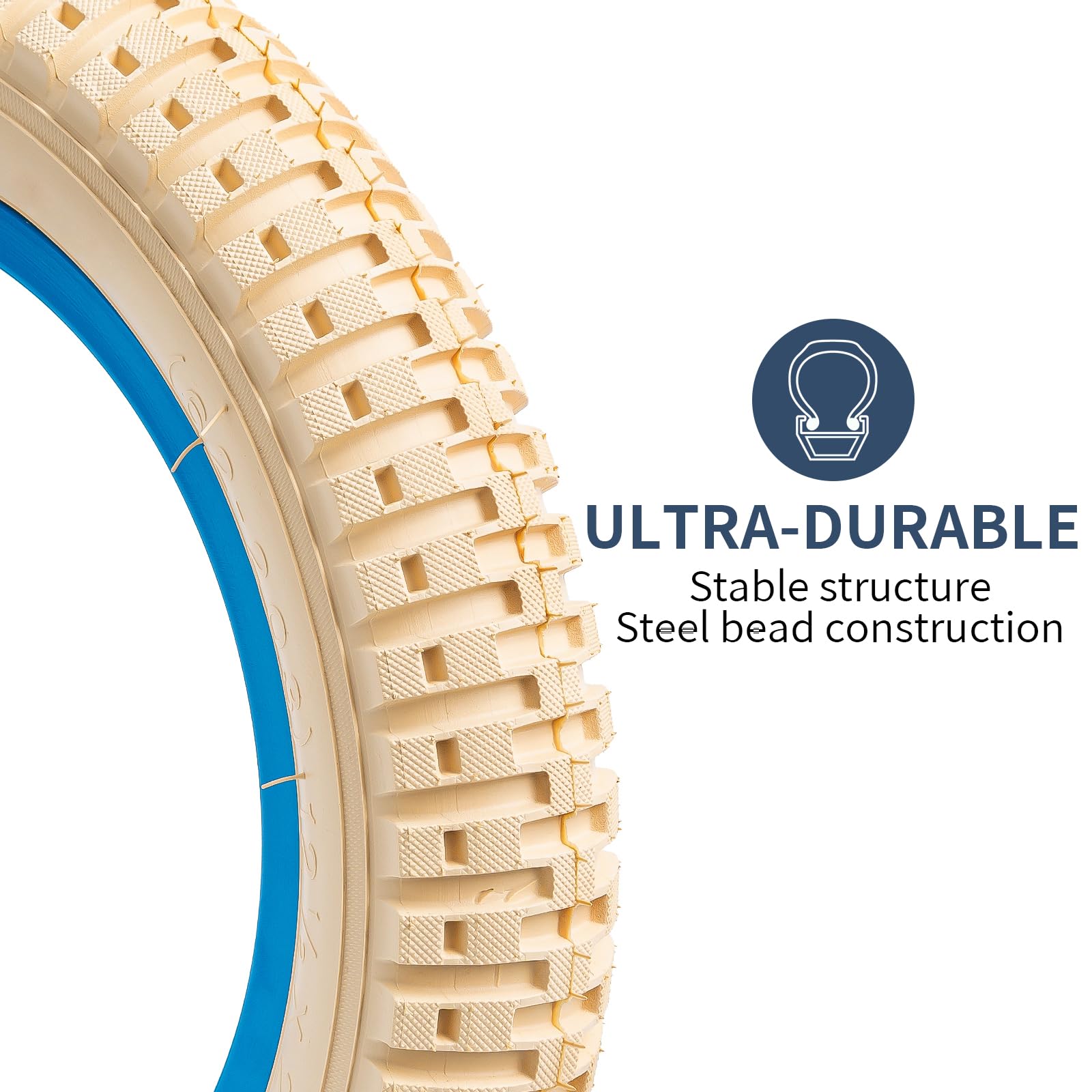 YUNSCM 2-PCS 12 ½ Beige bicicletta pneumatici 12 1/2x2 1/4 (62-203) and 12/12.5 bicicletta camera d'aria Schrader Valve Compatible with 12 ½x2 ¼ 12.5x2.25 12 1/2x2 1/4 bambino