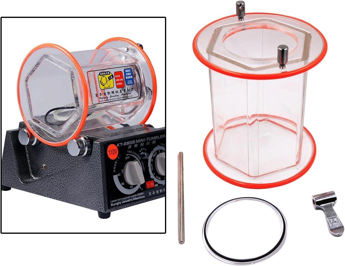 Yiju Barrel Drum Clear 6808 Roller Polishing Machine Fitting, Jewelry Rotary Tumbler Replacement Kit