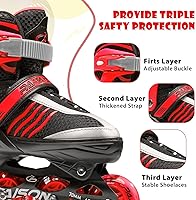 Vista 24 de PAPAISON Adjustable Inline Skates Boys Ages 4-16, Roller Skates for Girls Kids Ages 5-8 8-12 with Full Light Up Wheels, Outdoor Skates Illuminating
