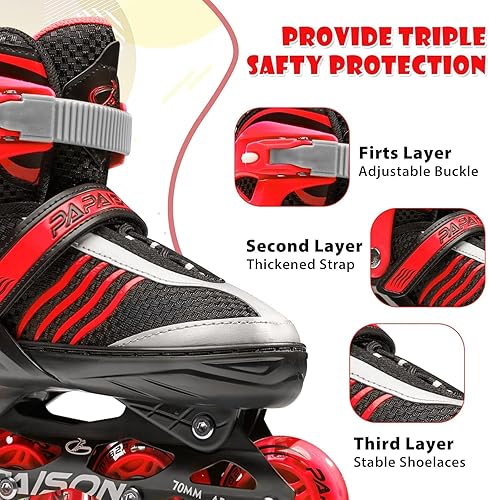 Miniatura 24 de PAPAISON Adjustable Inline Skates Boys Ages 4-16, Roller Skates for Girls Kids Ages 5-8 8-12 with Full Light Up Wheels, Outdoor Skates Illuminating