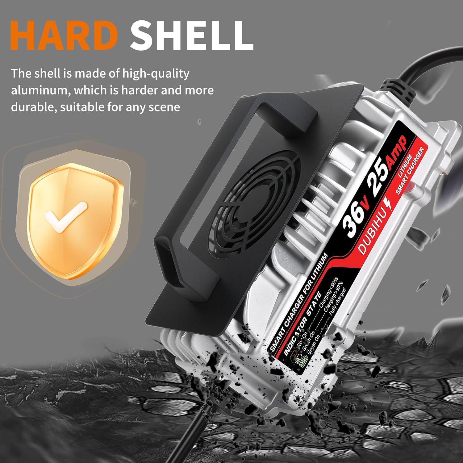 43.8V 25A Lithium Battery Charger for 36V LiFePO4 Battery, Waterproof Connector with M8 Ring & Alligator Clip, for Golf Carts, RVs, 36V Trolling Motors - Image 4