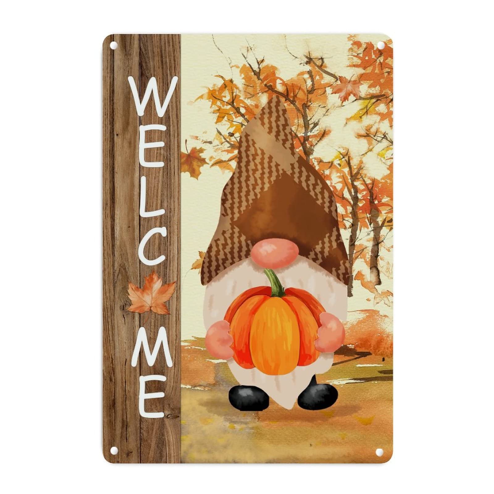 Plaque murale en métal de haute qualité en aluminium doré motif Thanksgiving nain