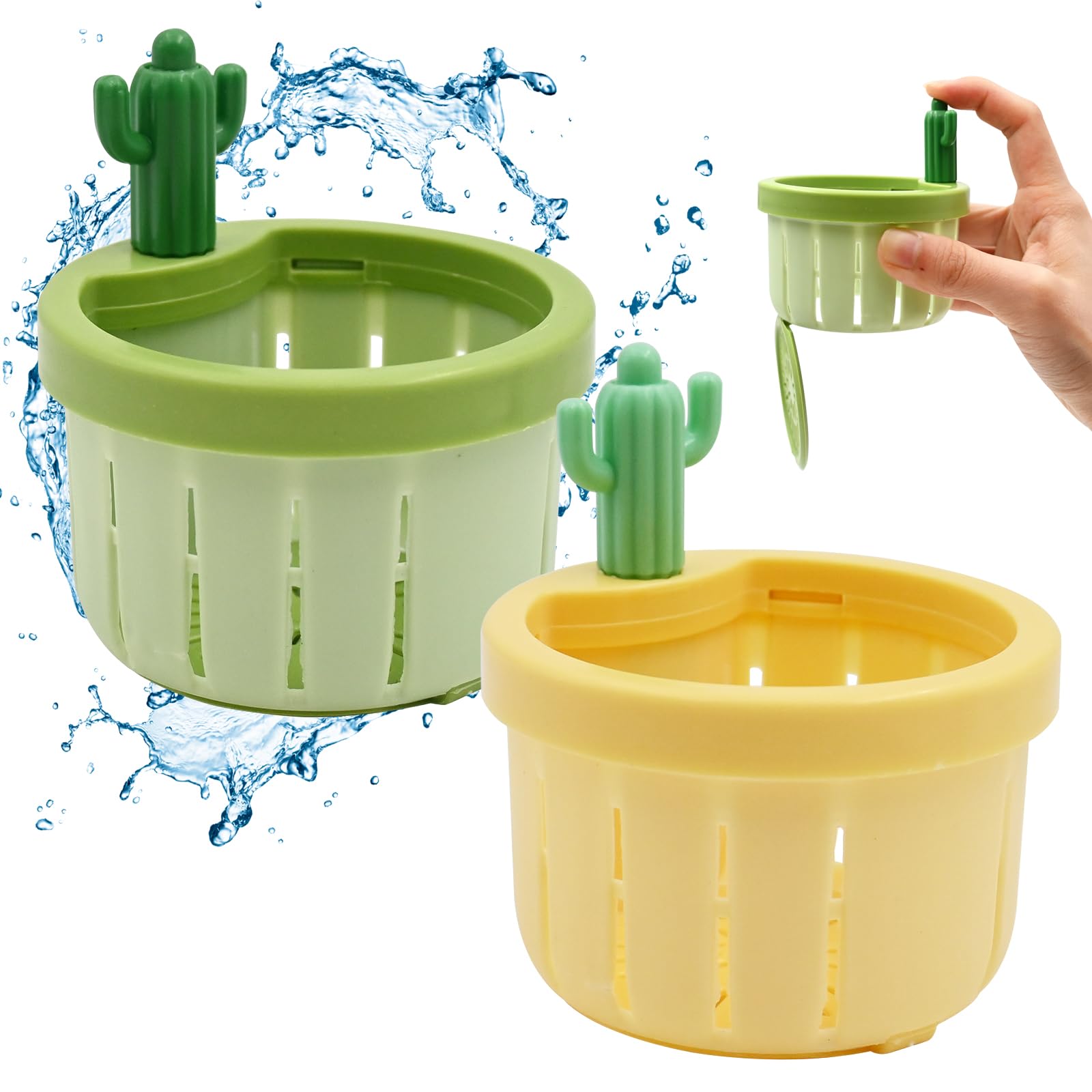 2 Pack Cactus Kitchen Sink Drain Strainer, Press Automatic Drain Basket ...