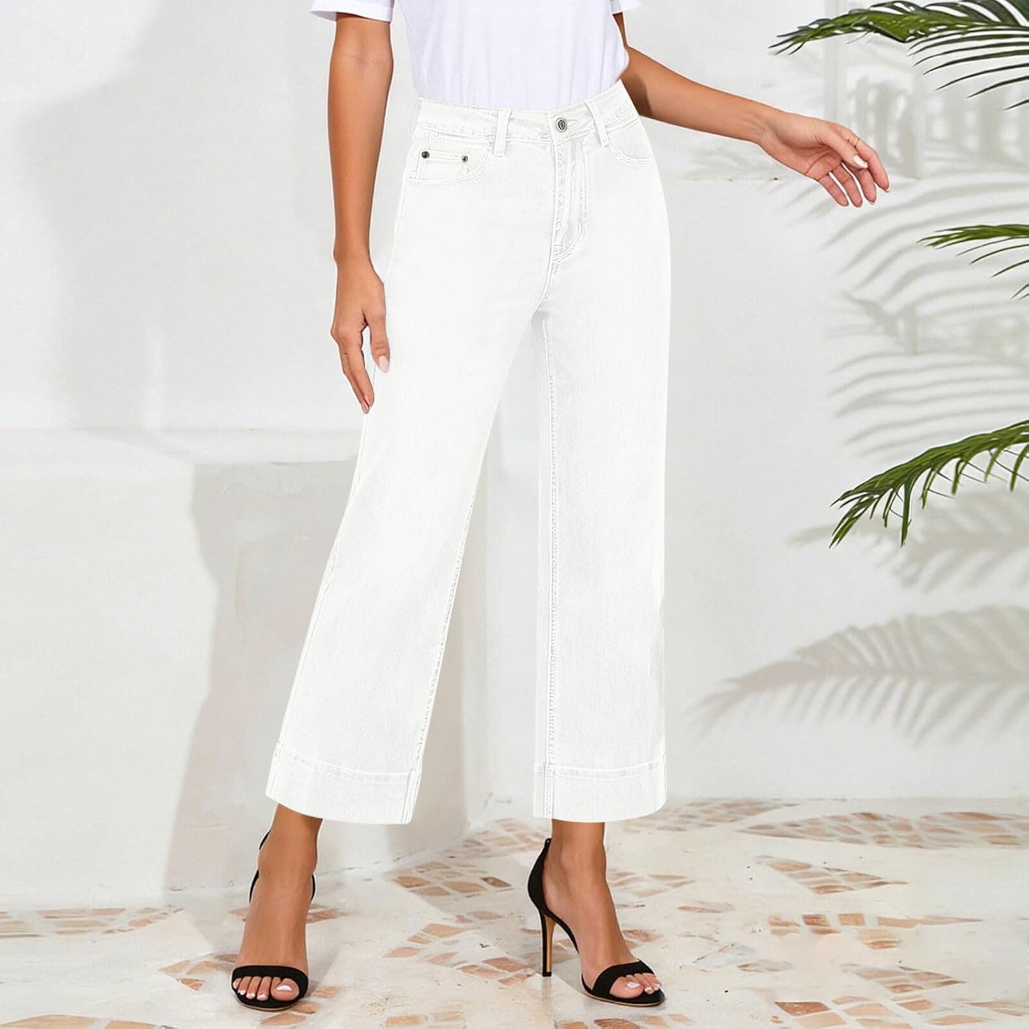 Jeans for Women Wide Leg Jeans Loose Trendy Denim Pants High Waisted Denim Pants with Pockets Casual Bottoms