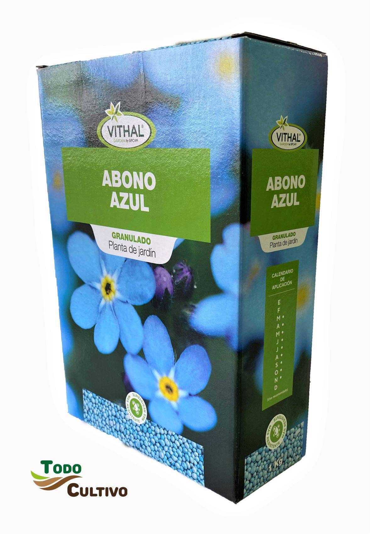 Todo Cultivo Abono granulado Azul NPK 12-12-17 +FE. Envase: 1 Kg. Especial setos, cesped, Ornamentales