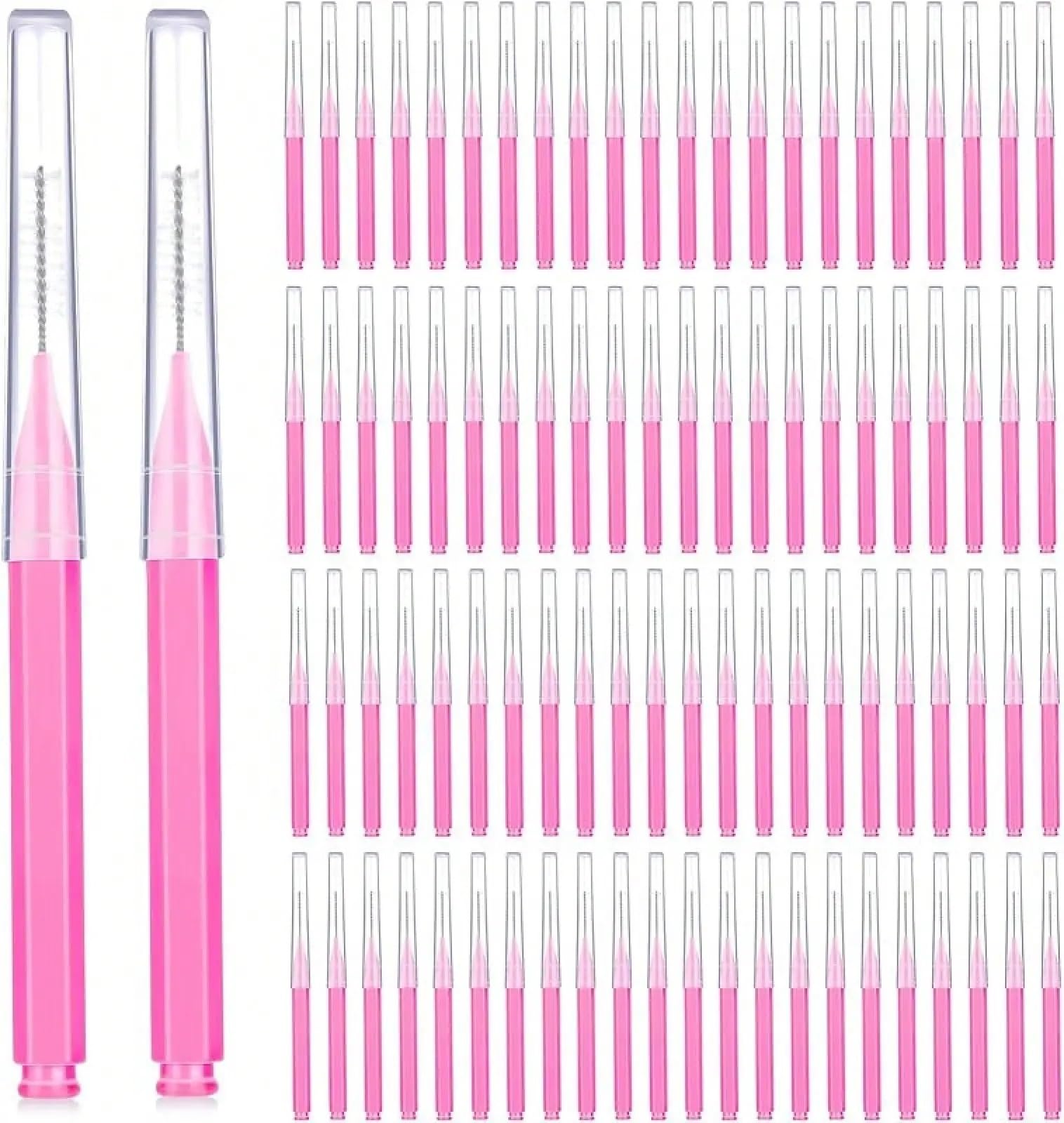 międzyzębowe i patyczki z nicią dentystyczną, Interdental Brush Toothpick Dental Flosser 100 pcs Pink Nylon