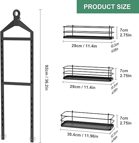 Miniatura 2 de Thideewiz Organizador de ducha colgante de 3 niveles sobre el cabezal de ducha, estante de ducha anticolumpio, estante de ducha ajustable a prueba