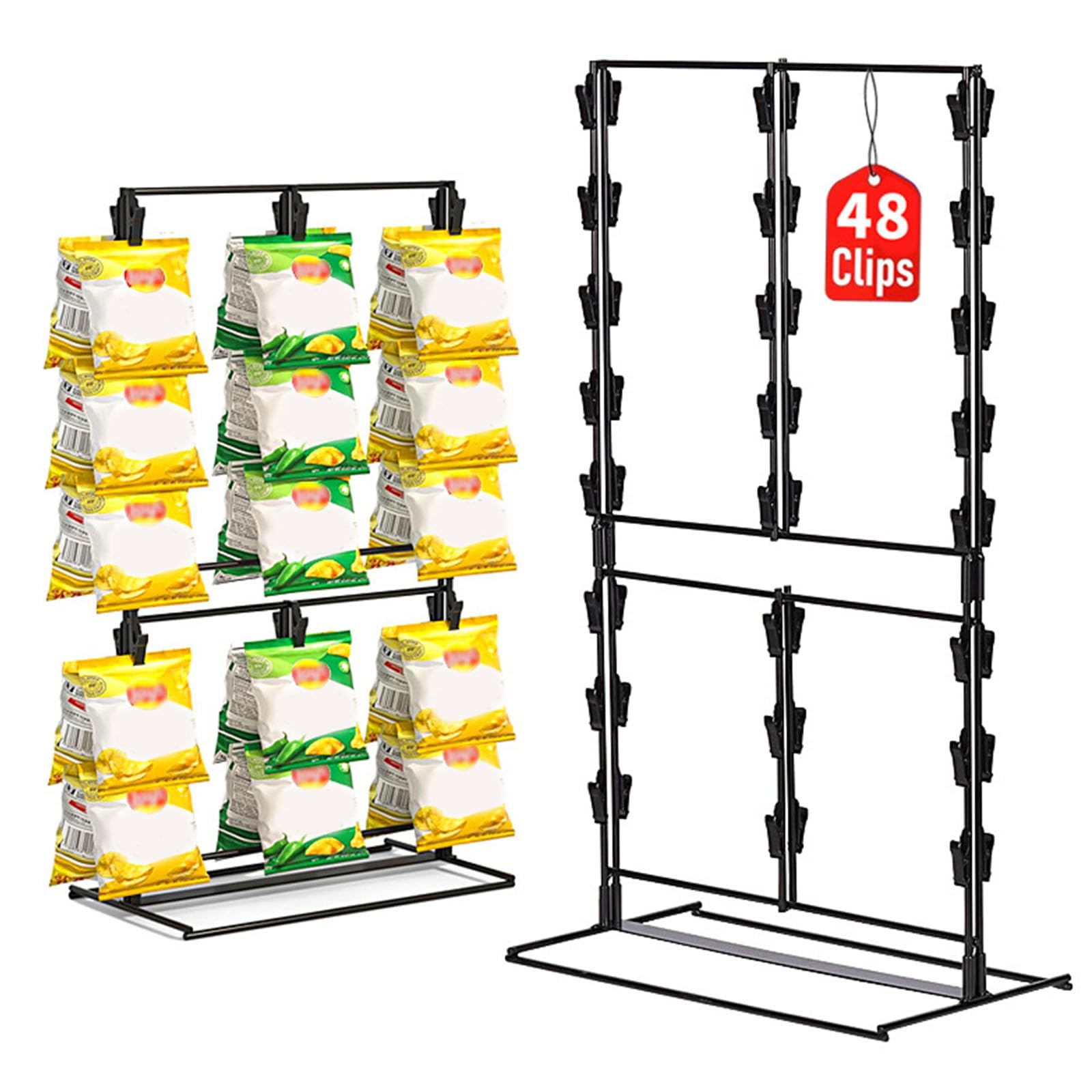 Scaffale compatto con 48 clip in acciaio al carbonio, perfetto per negozi al dettaglio e eventi