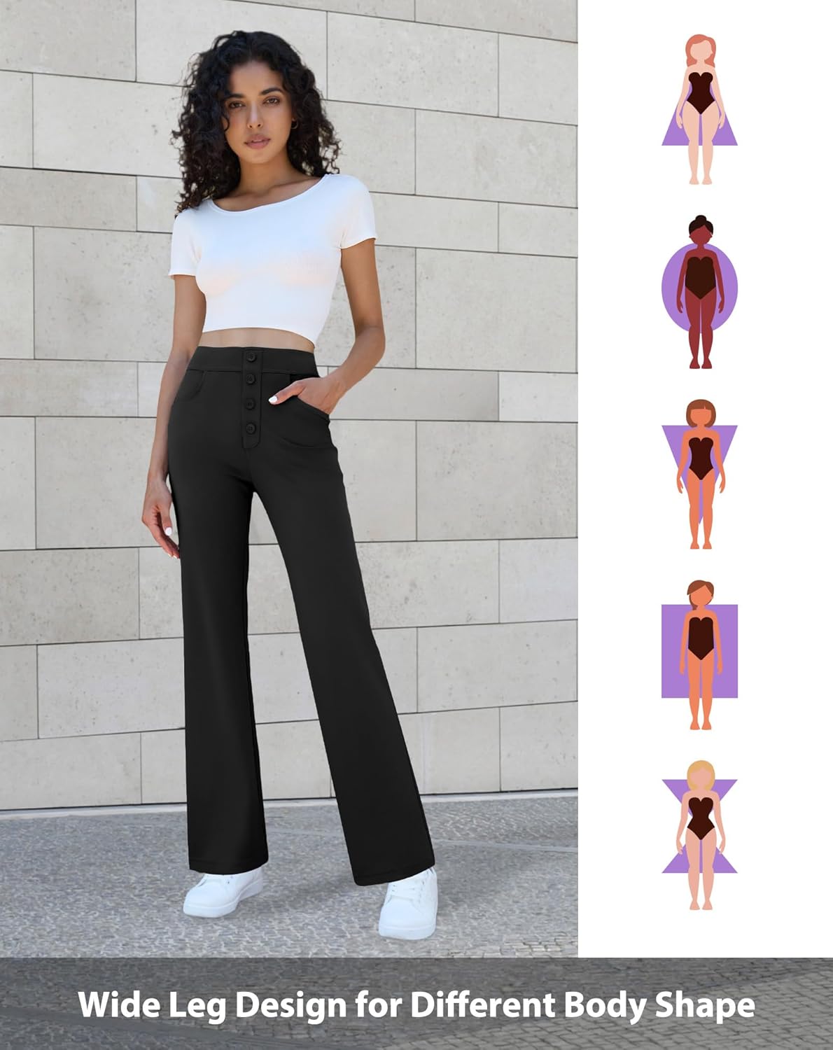 keriffe Womens Wide Leg Dress Casual Pants Pockets High Waist Button Stretchy Business Work Trousers Office Slacks - Image 8