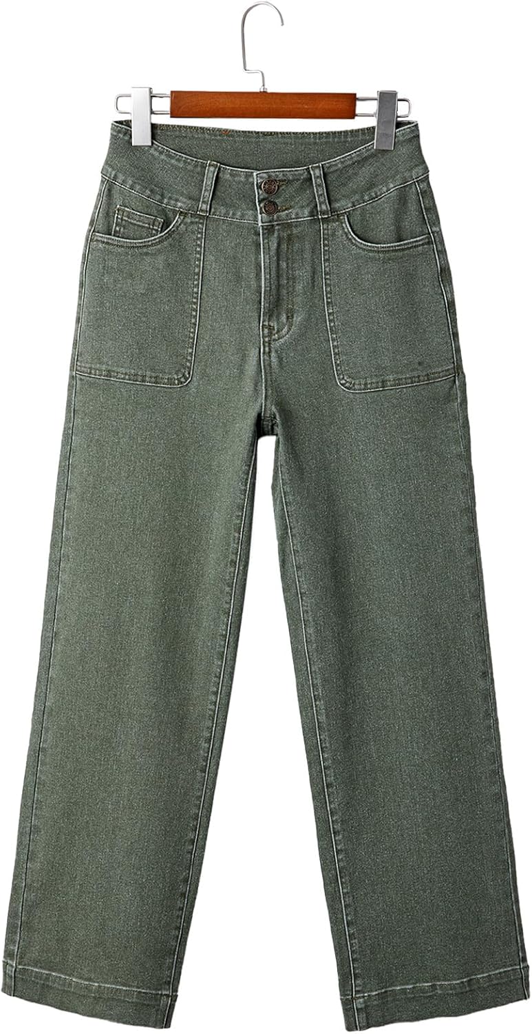 Sidefeel Women's Wide Leg Jeans High Waisted Stretchy Tummy Control Straight Leg Denim Pants - Image 8