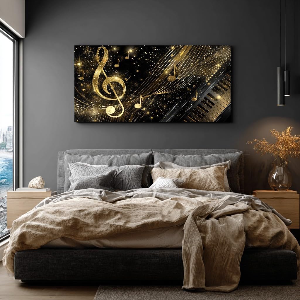 Generico Musicale Chiave di Violino Quadri Per La Camera Da Letto 80x120 cm | Rock Pianoforte Quadri Moderni Soggiorno Su Tela Stampa Da Parete Lusso Nota Musicale Grandi Dimensioni Per Ufficio E Salotto