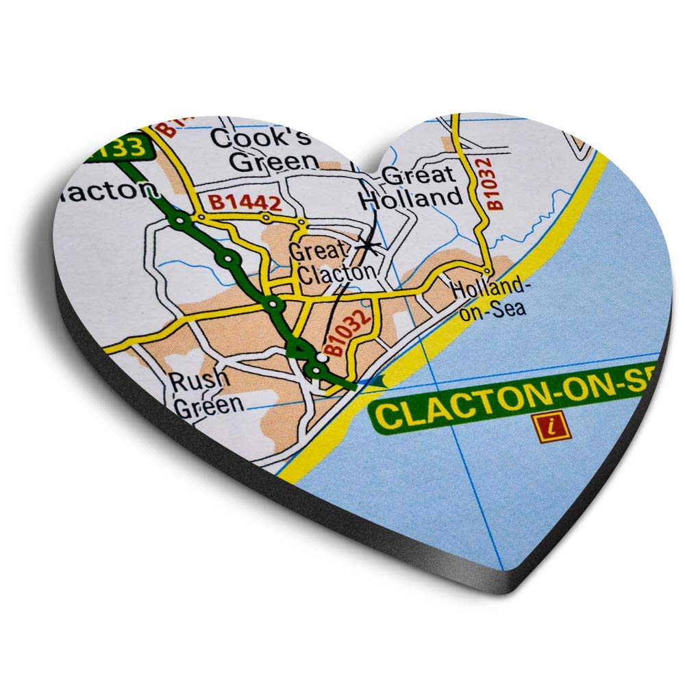 1 x Heart MDF Magnets - Clacton-On-Sea England Coast Travel Map 44621
