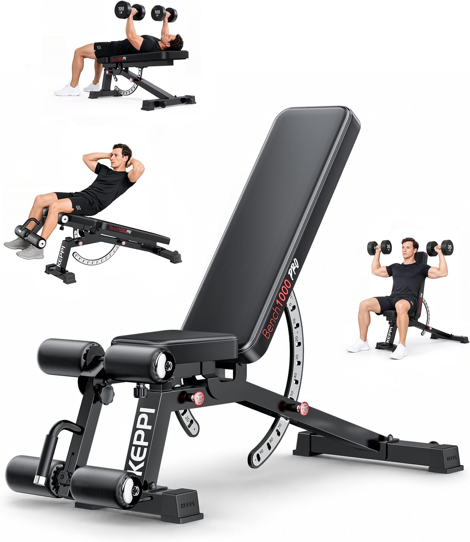 Keppi FID Adjustable Weight Bench, Heavy Duty Workout Bench for Home Gym
