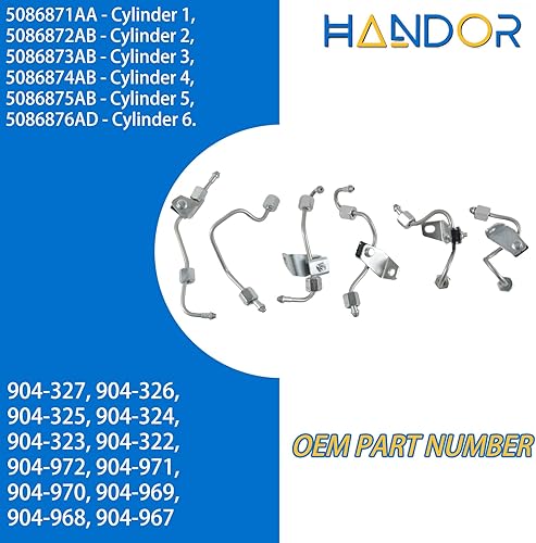 Miniatura 3 de Handor 5086872AB 5086871AA 6pcs líneas de suministro de inyector de combustible se adapta a 2003-2009 Ram 2500 3500.