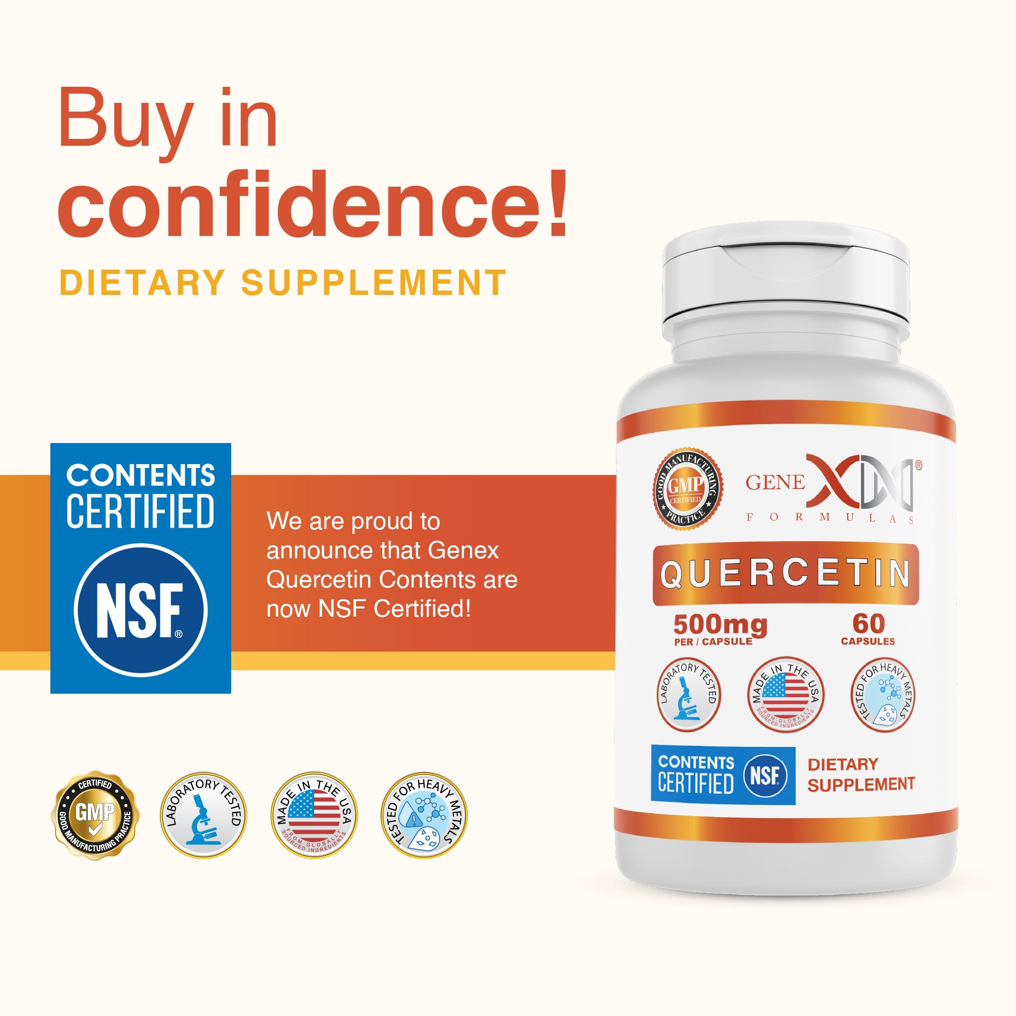 Genex Formulas Quercetin 500mg, Immune Support & Cellular Health, 60 Caps — Amazon image 2