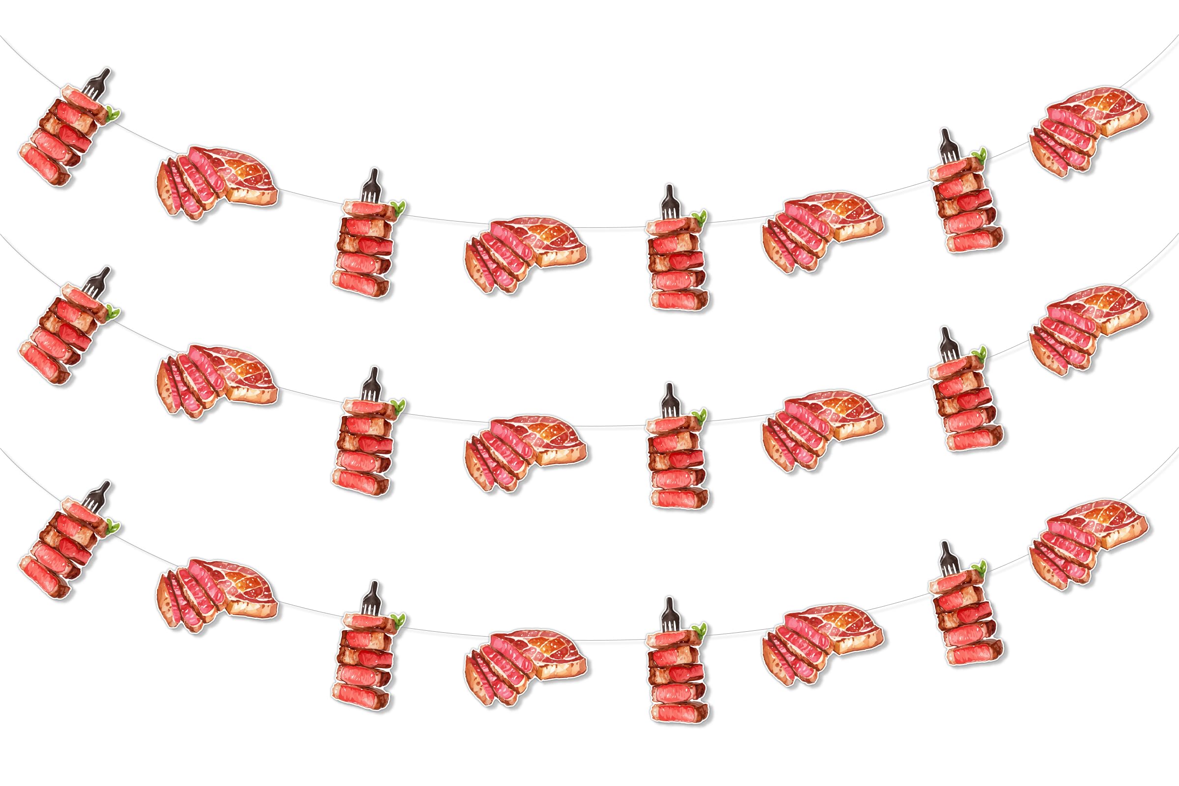 Lot de 3 décorations de fête en steak de bœuf au design réaliste