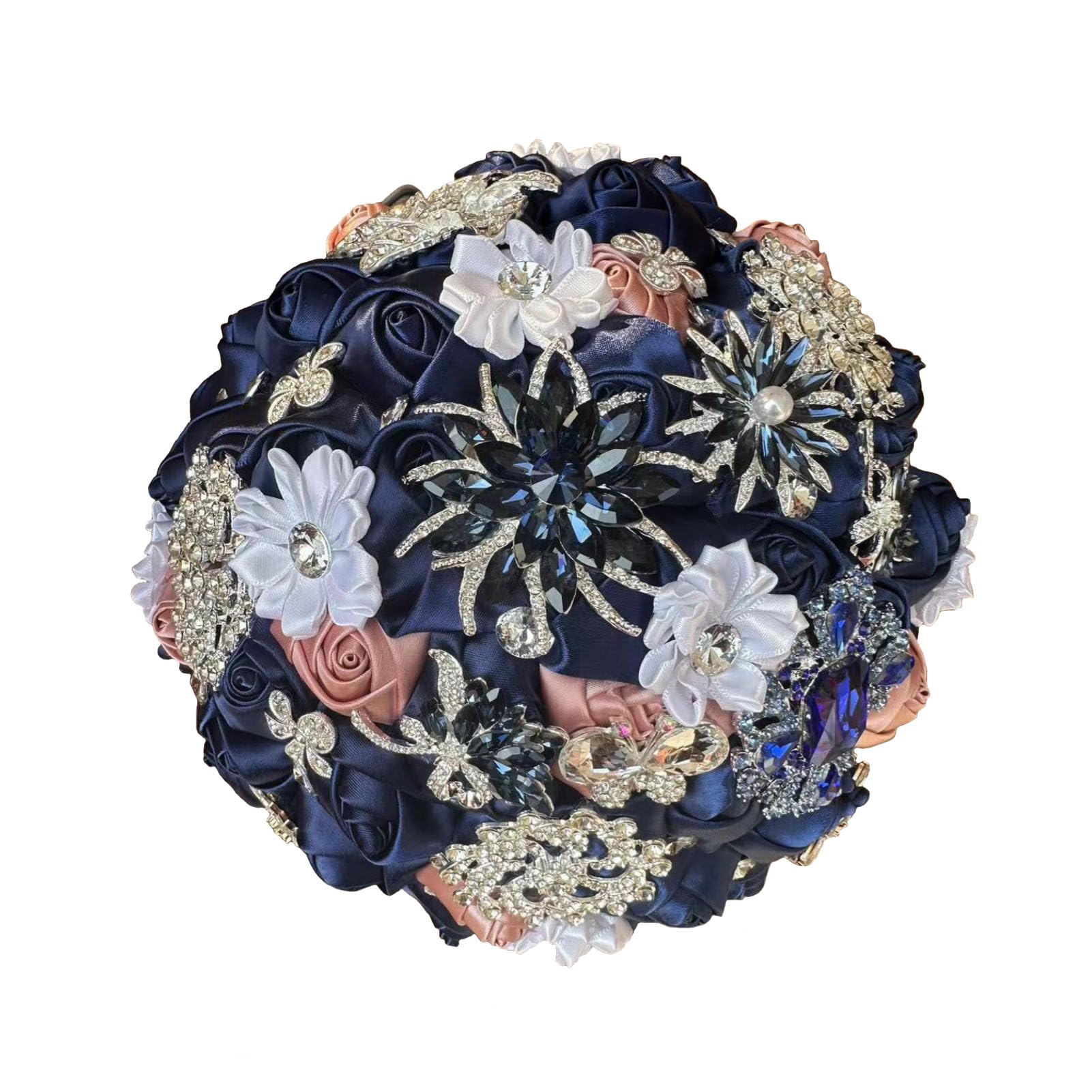Gkvszy Navy Blue & Dusty Pink Brooch Bouquet