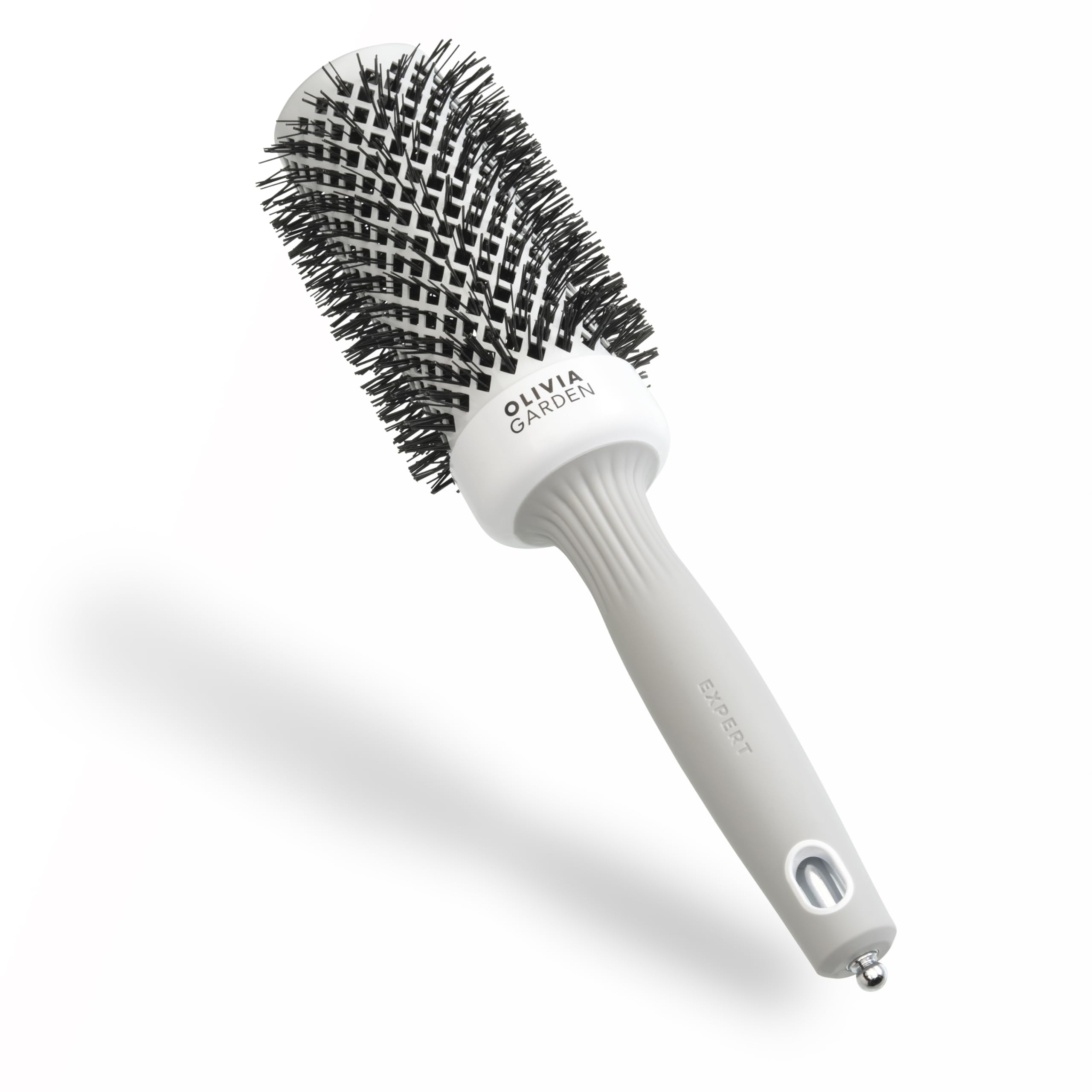 Olivia Garden Expert Blowout Shine Ceramic Round Brush, White & Grey, 45 mm