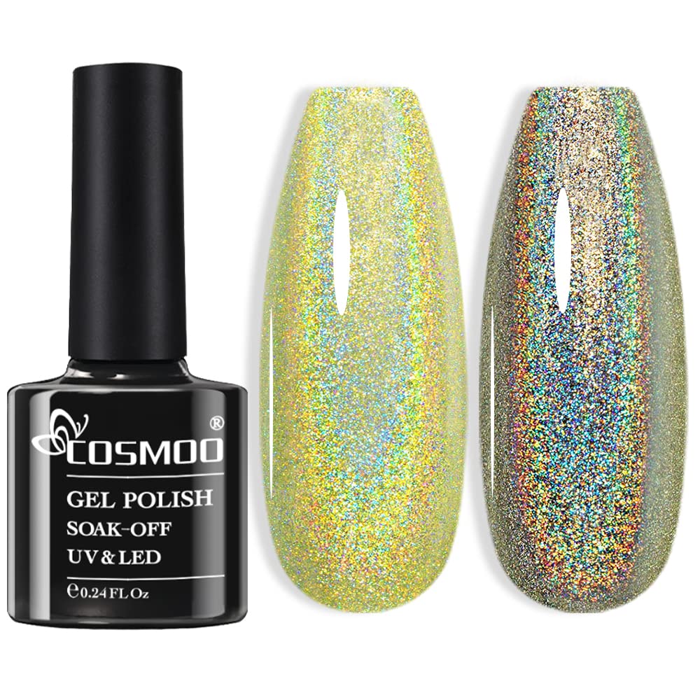 COSMOO Holographic Gel Nail Polish, Holo Nail Polish with Shiny Shimmer Laser Effect (Holo-012)