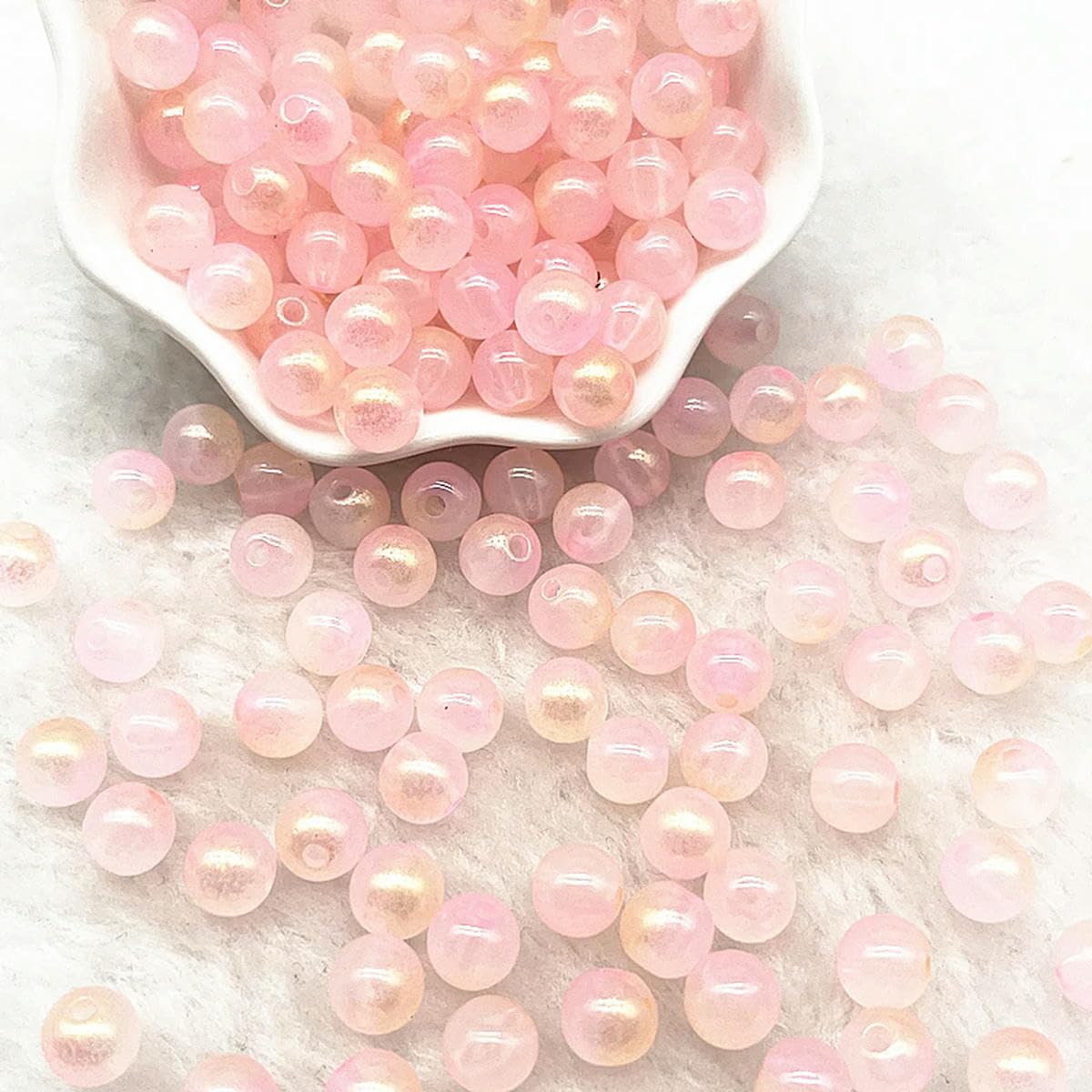 HUIOYG 50pcs 8mm Double Acrylic Beads Loose Spacer Beads for Jewelry Making