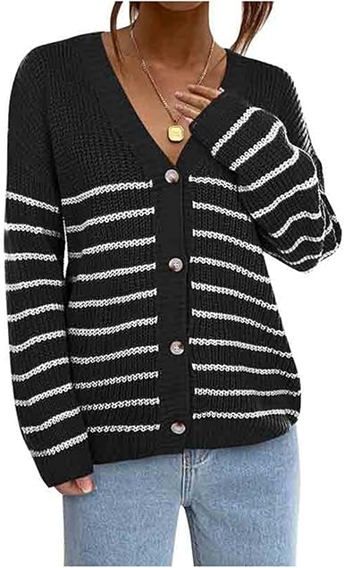 Boyfriend Striped Knitwear Tops 