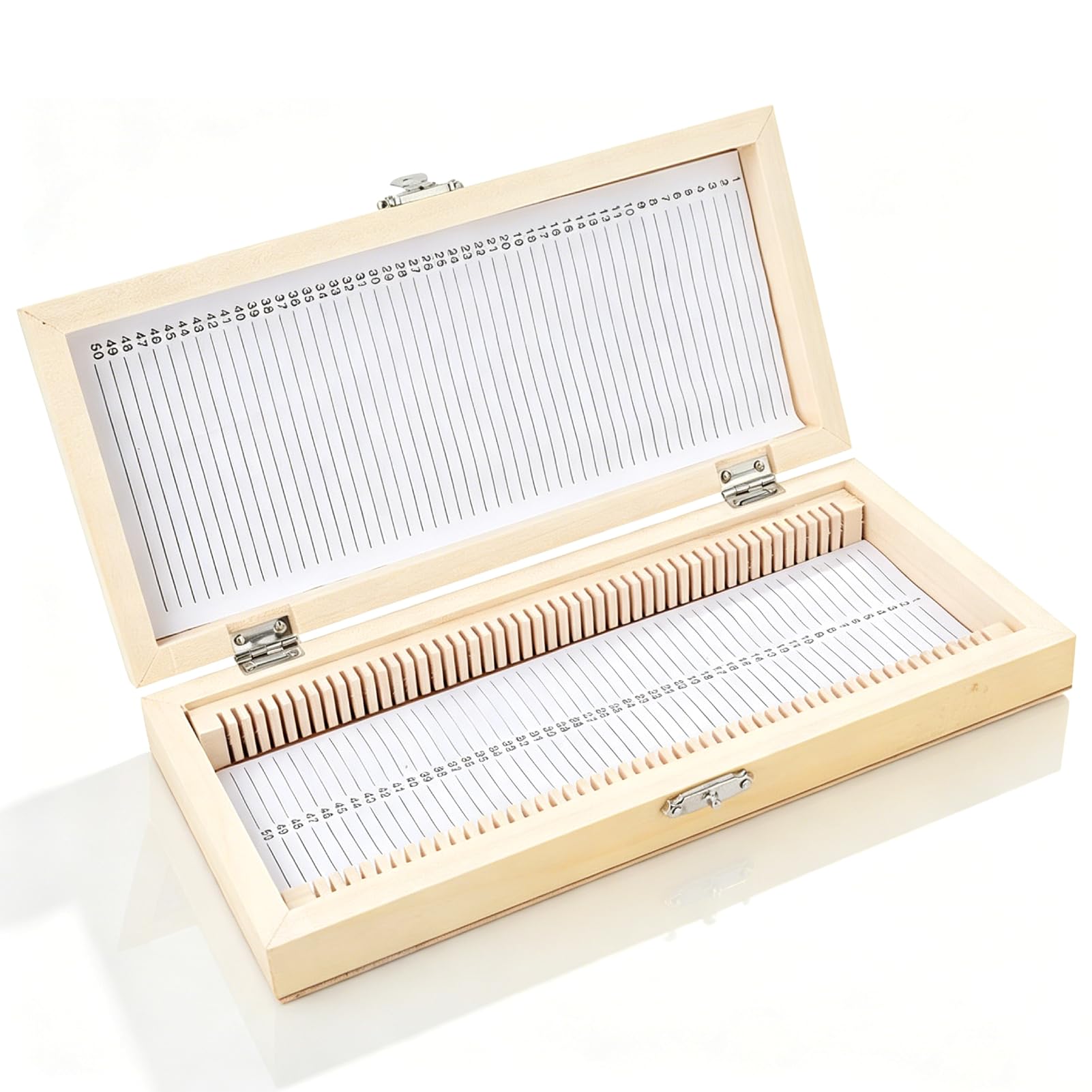 Coffret en Bois pour Lames de Microscope 50 Diapositives Boîte de Rangement 23x10,6x3,5cm