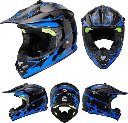 Miniatura 3 de Casco de Bicicleta de Tierra para Jóvenes Niños para Niños y Niñas, F001 Casco de Motocicleta de Cara Completa para Todoterreno ATV Conducción en