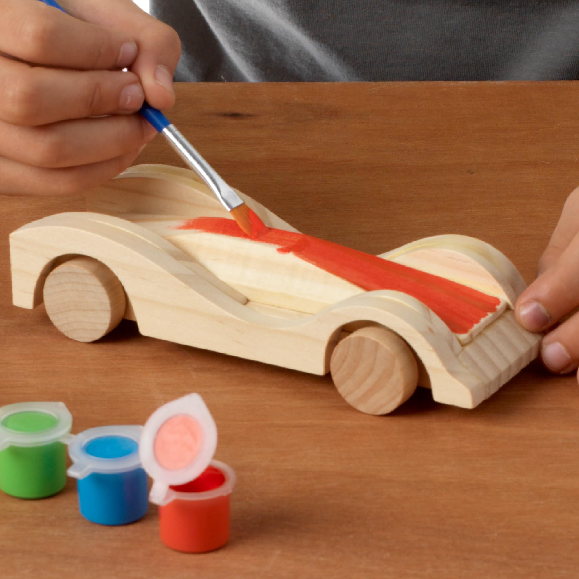 Qichan Kit Bricolage Bois Automobile 45 Pièces – 30 Ornements, Pierres Scintillantes, Stylos Et Corde De Jute – Activité Manuelle Enfants