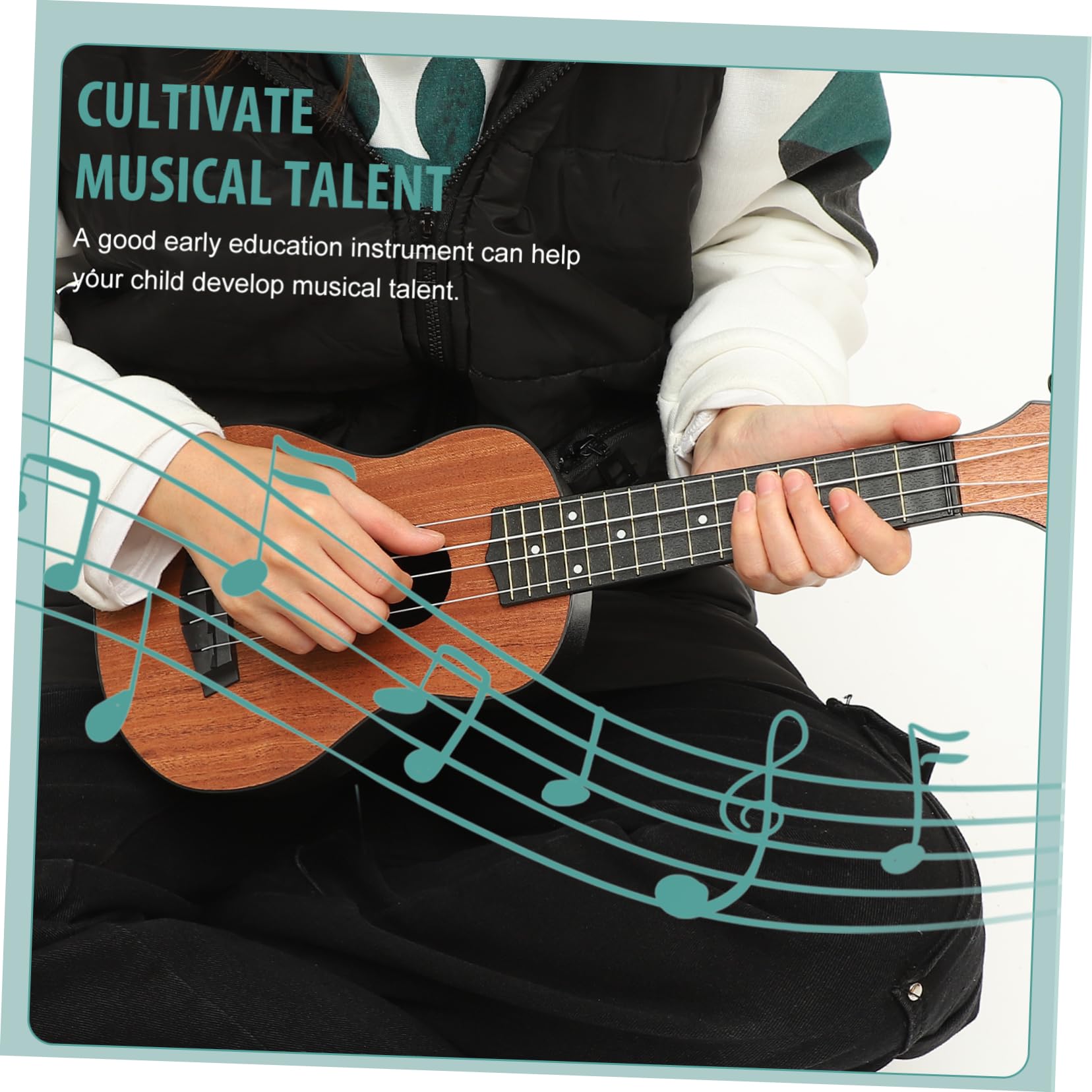 Ukulele 21 Pollici per Ragazzo Ragazza Principianti, 4 Corde, in Legno e Fibra di Carbonio, per Educazione Musicale e Pratica