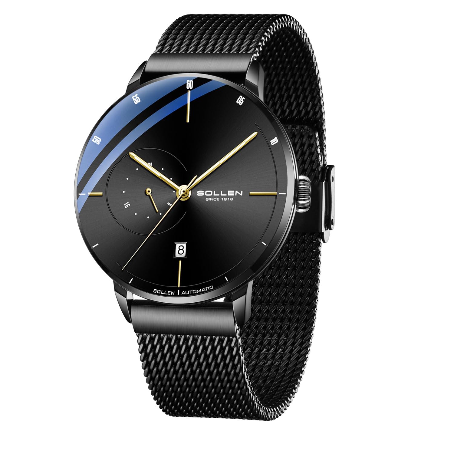 SOLLEN Automatic Mens Watches, Mechanical Minimalist Watch for Men, Fashion Mens Dress Watch with Calendar, 42mm Big Face, Black, Minimalist (B0CT8QVCYF) Amazon Price History, Amazon Price Tracker