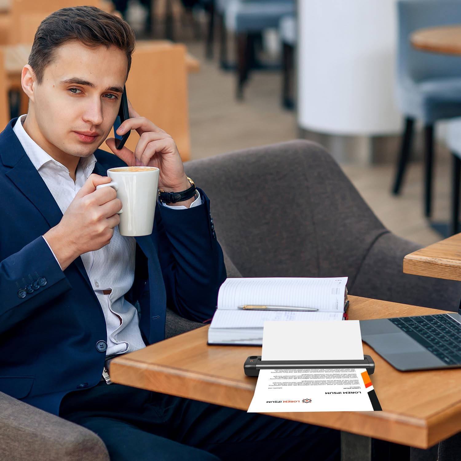 Rongta Portable Printer, Bluetooth Inkless Thermal Printer Wireless for Travel, Compatible with Android iOS Phone & Laptop, Supports 8.5