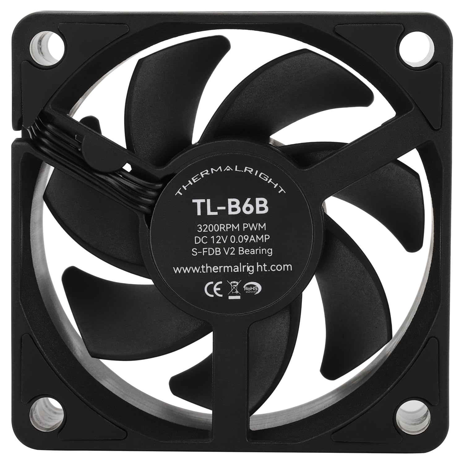 THERMALRIGHT TL-B6B 60mm Wentylator chłodzący CPU, cichy wentylator obudowy komputera, 6025 Wentylator chłodzący CPU, DC 12V Cichy wentylator chłodzący CPU (Czarny)