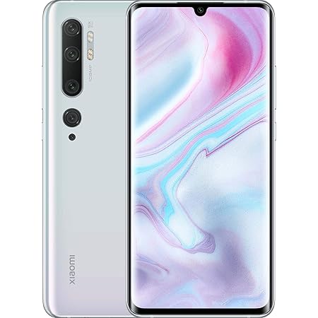 Xiaomi Mi Note 10 Smartphone (16,43cm (6,47") 3D Curved AMOLED FHD+ Display, 128GB interner Speicher + 6GB RAM, 108MP KI-Penta-Rückkamera, 32MP Selfie-Frontkamera, Dual-SIM, Android 9) Glacier White